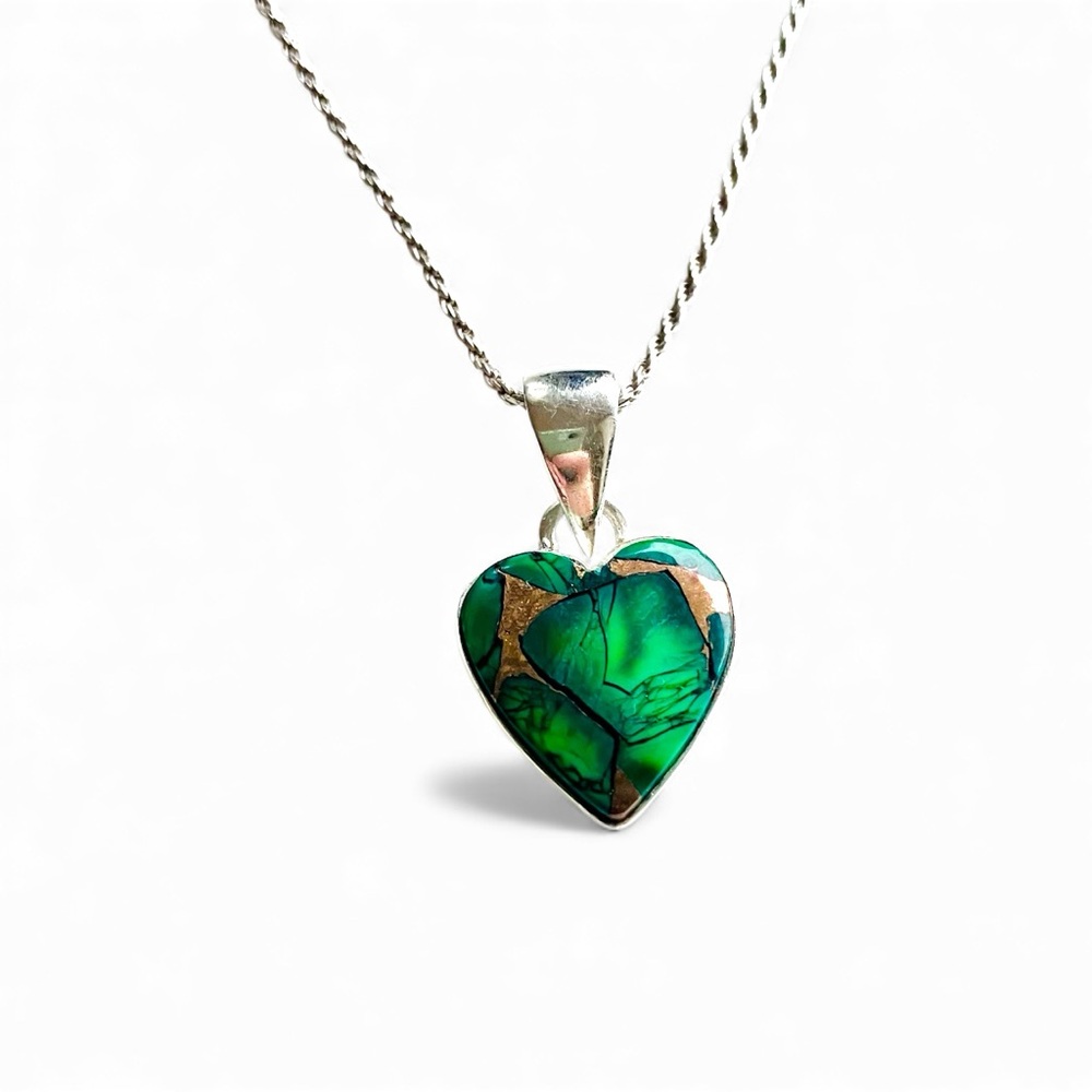 Green Mojave Turquoise Heart Pendant
